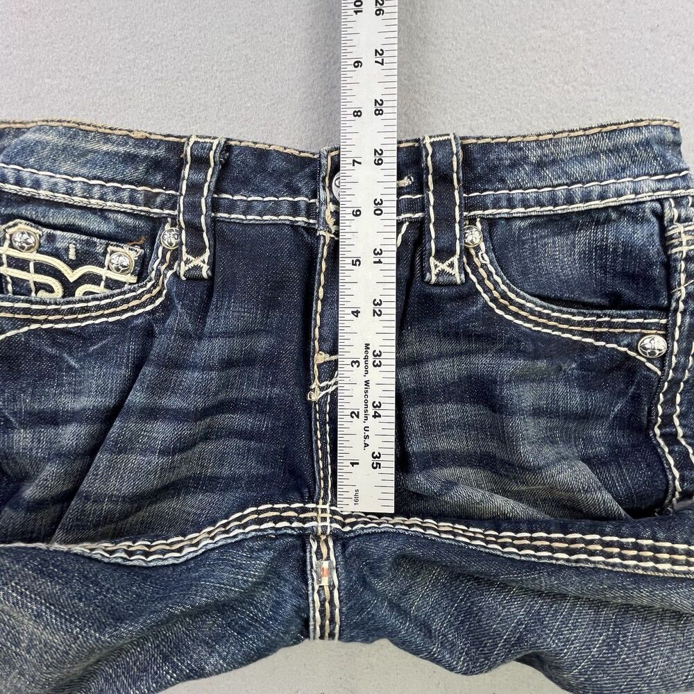 Rock Revival Jamila Boot Jeans Women's 26 Embellished Flap Pocket Distressed - Picture 15 of 16